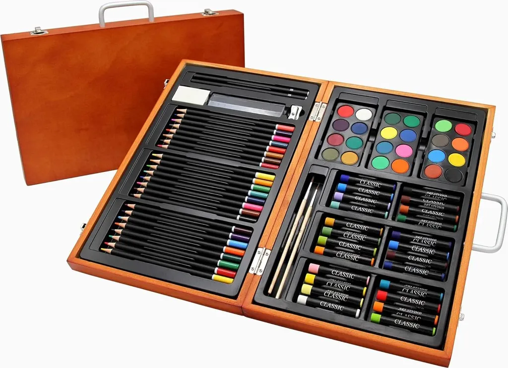 Mallette de dessin pour débutants et experts - 78 pièces bois complet