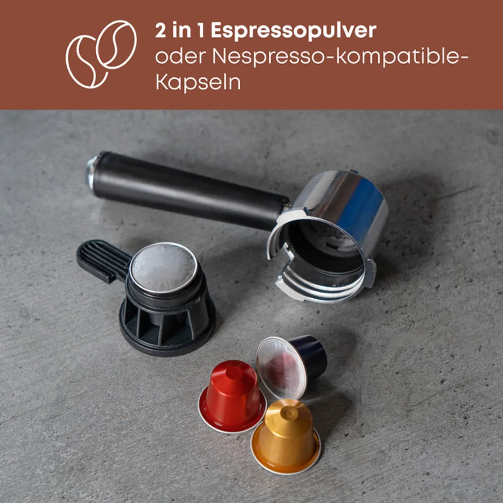 Machine expresso 1,5L idéale pour café moulu et dosettes ProfiCook 1266