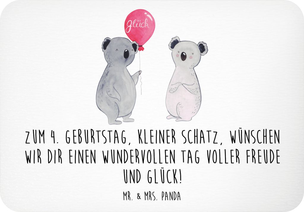 Mr. & Mrs. Panda magnet 4. Geburtstag - Weiß - Geschenk, Erinnerung, Familie, Freude, wandmagnet, Kühlschrankmagnet, besonderen Tag, zettelhalter...