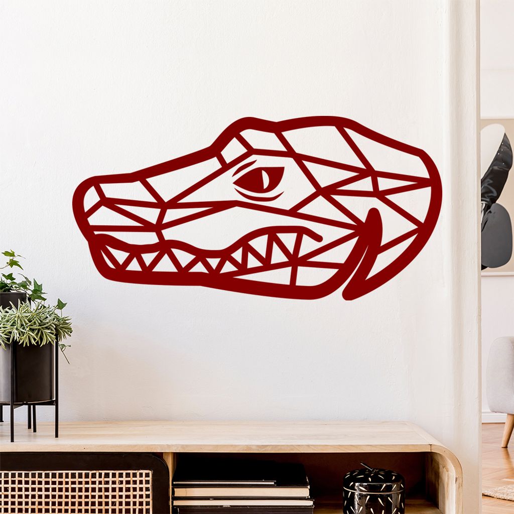 Krokodil Alligator Polygon Wandtattoo Wandaufkleber Wall Sticker - Dekoration, Küche, Wohnzimmer, Schlafzimmer, Badezimmer