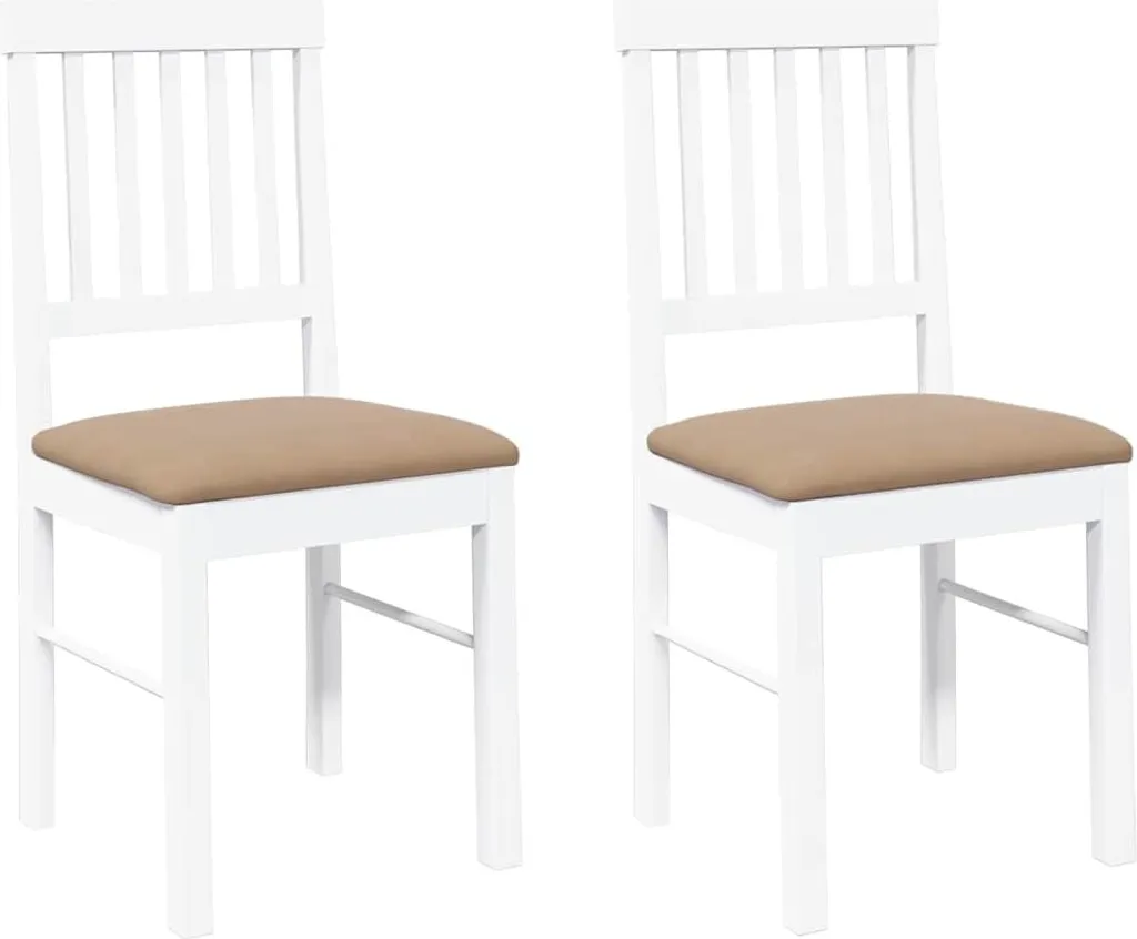 vidaXL Set 2 Sedie da Pranzo Ergonomiche in Legno di Hevea Bianco