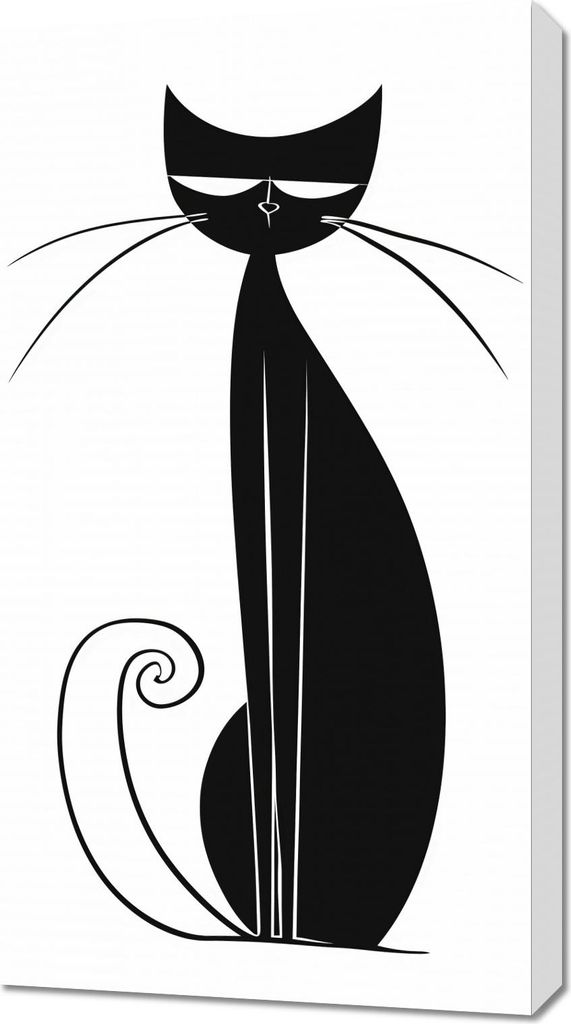 Bild 50x90cm Schwarze Katze