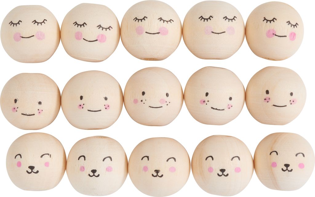 VBS Holzköpfe "Smart Faces", Ø 15 mm, 15 St. Produktbild 