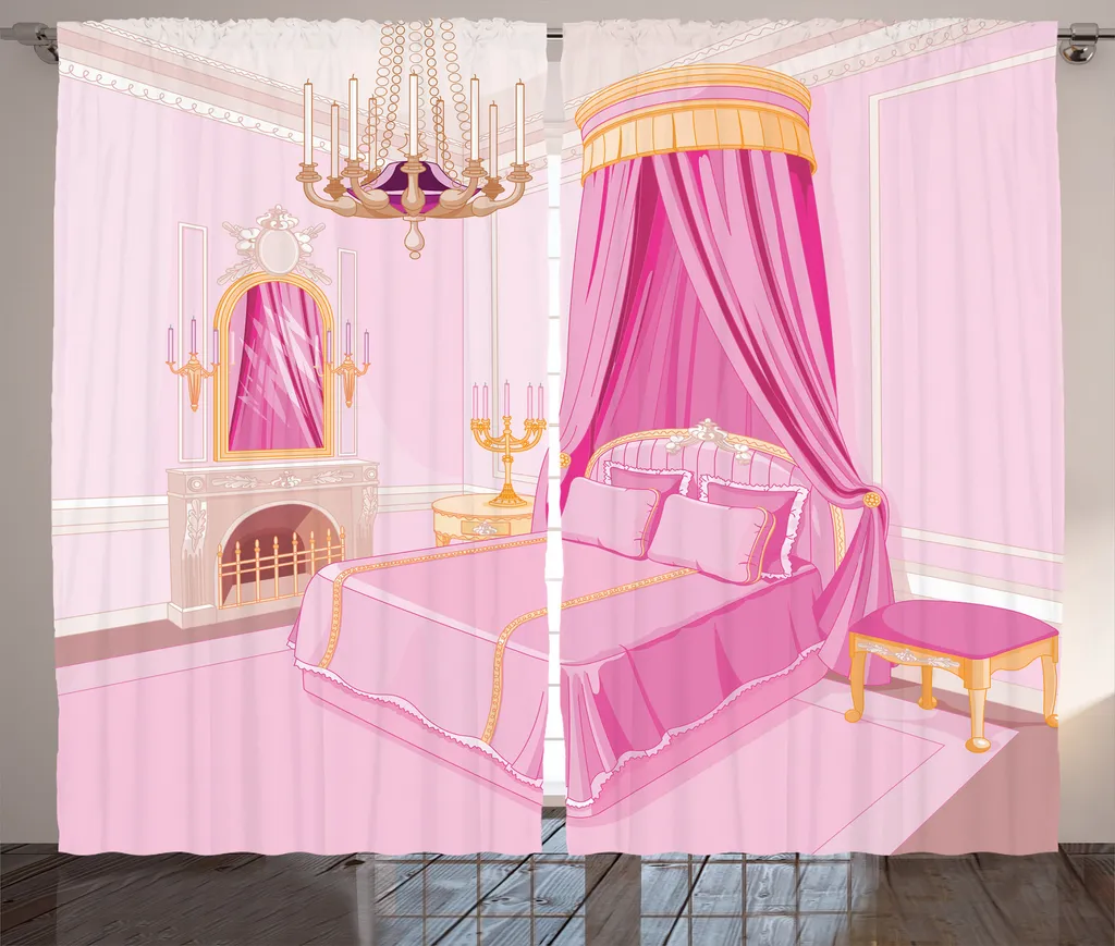 Rideau Rose à Fronces Style Rustique 280x225cm pour Déco de Chambre