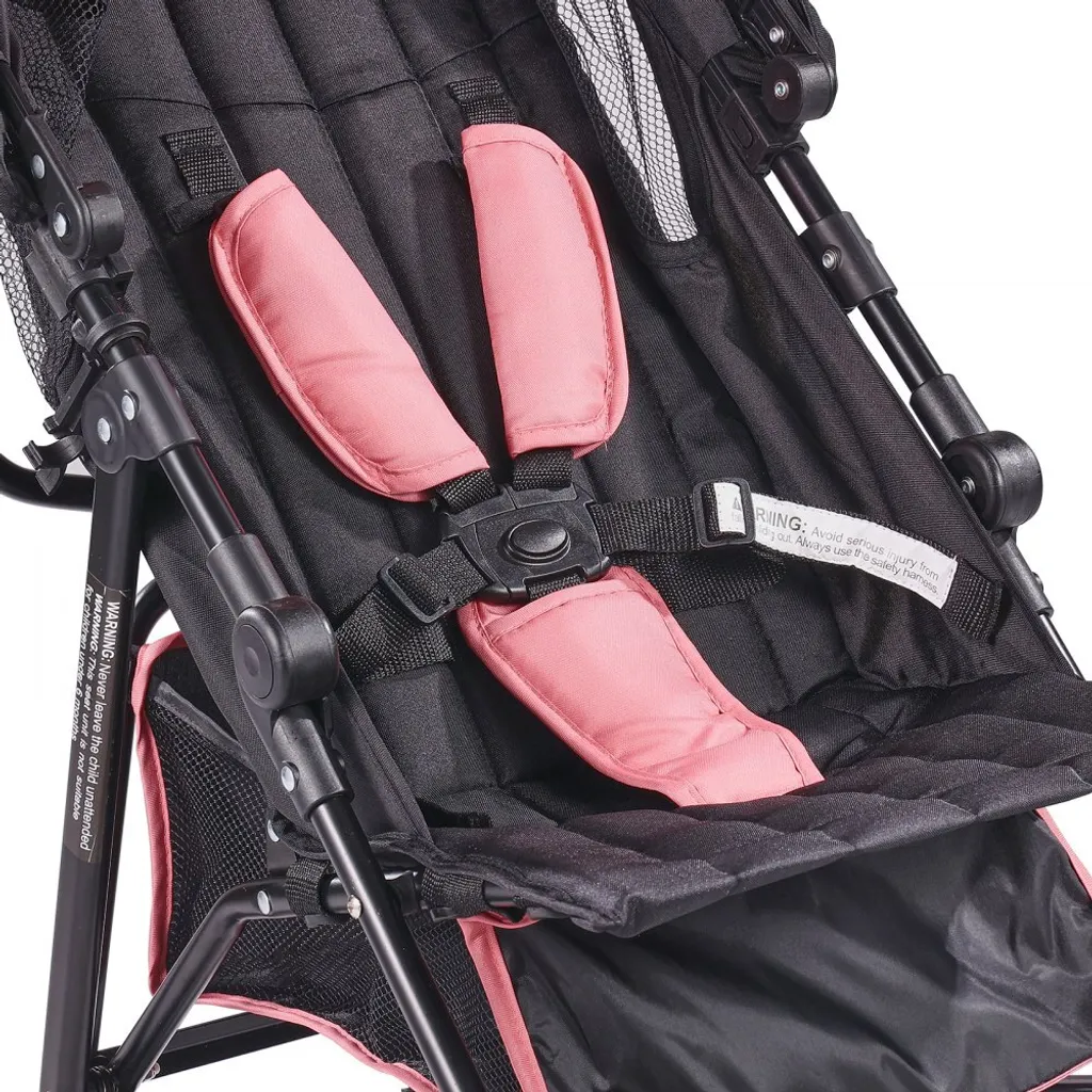 Poussette de voyage dossier réglable Noir et Rose - Modèle Compact Pro - 12