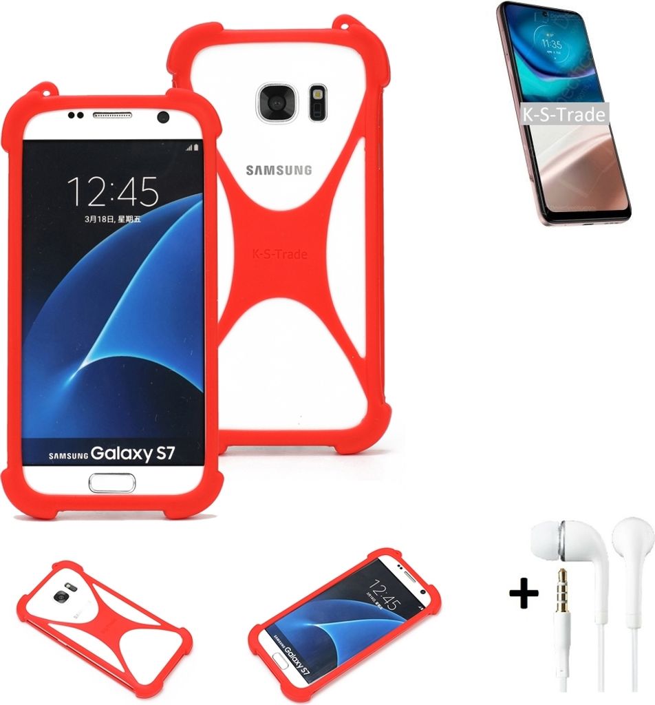 Handy-hülle + Kopfhörer kompatibel mit Motorola Moto G42 Schutz-hülle Bumper Silikon Schutz Hülle Cover Case Silikoncase Silikonbumper TPU