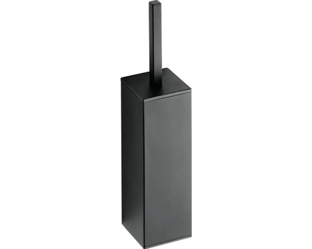 Porte-brosse WC mural NERO laiton noir mat, design carré anti-rouille
