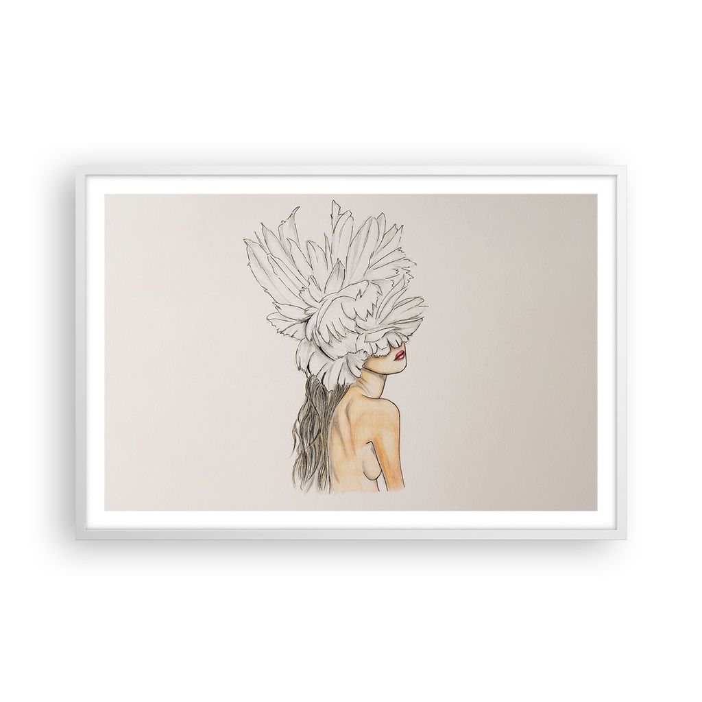 Gerahmtes Poster - Weißer Rahmen - Mode Frau Zeichnung - 91,5x61 cm - Wand Bild - Wanddeko - Wandbilder - Kunstposter - Wandposter - Bilderrahmen ...