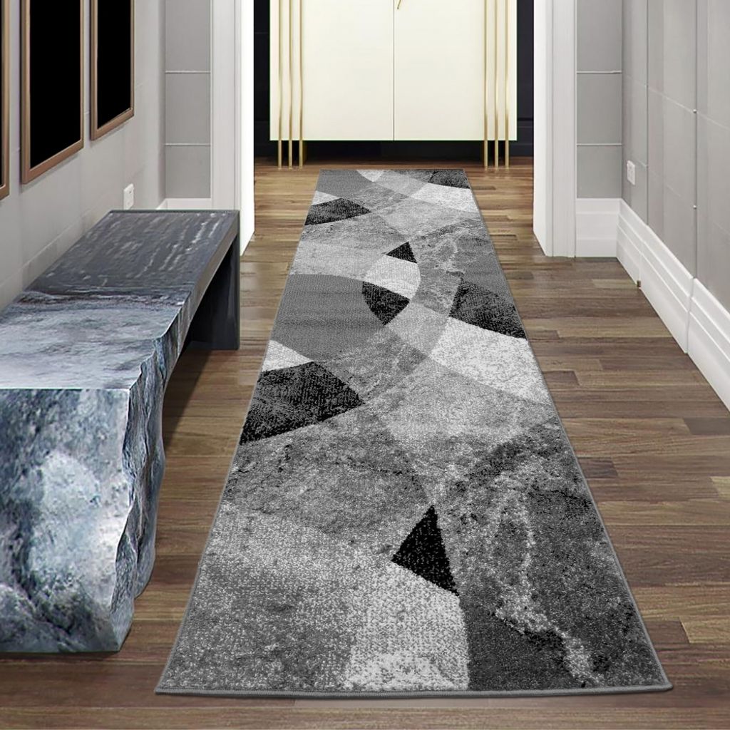 Moderner Wohnzimmer Teppich abstraktes Wellen Rauten Design Produktbild 