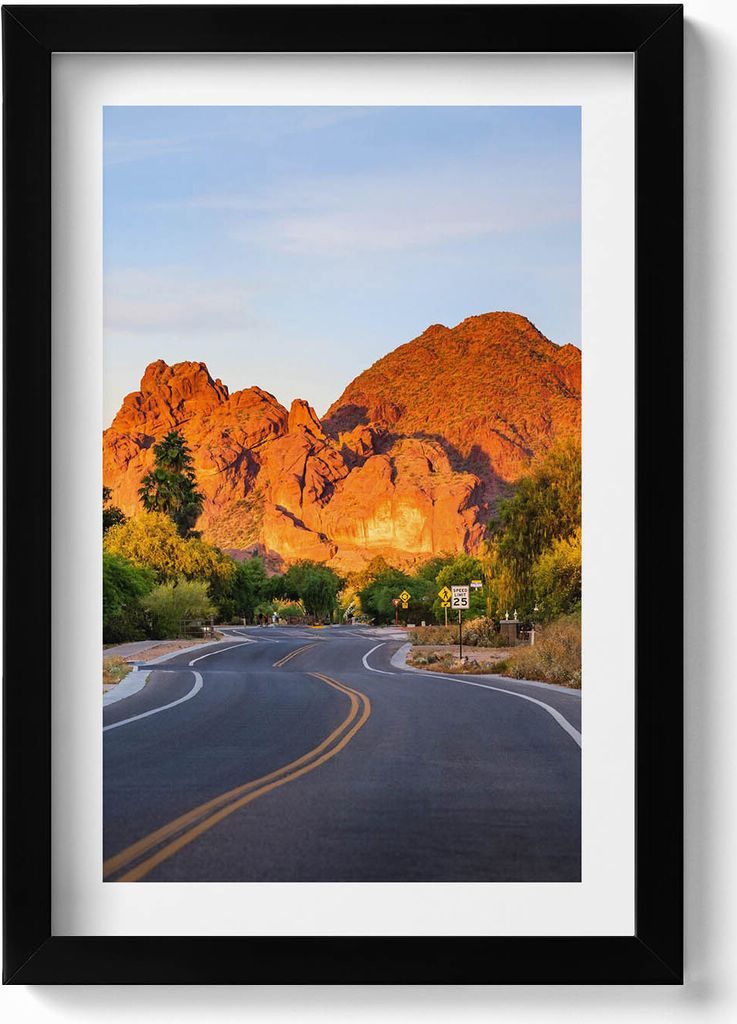 Blick auf den Camelback Mountain– Wandbild mit Rahmen – Gerahmtes Bild – Wanddekoration – 20x30 cm – Schwarz