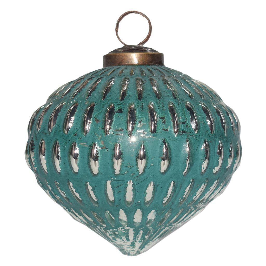 Clayre & Eef Weihnachtskugel Ø 10 cm Grün Silberfarbig Glas