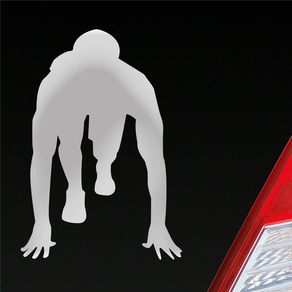 Auto Aufkleber Läufer Marathon 100m Sprinten Jogger Laufen 10x7 cm Silber Sticker Heckscheibenaufkleber