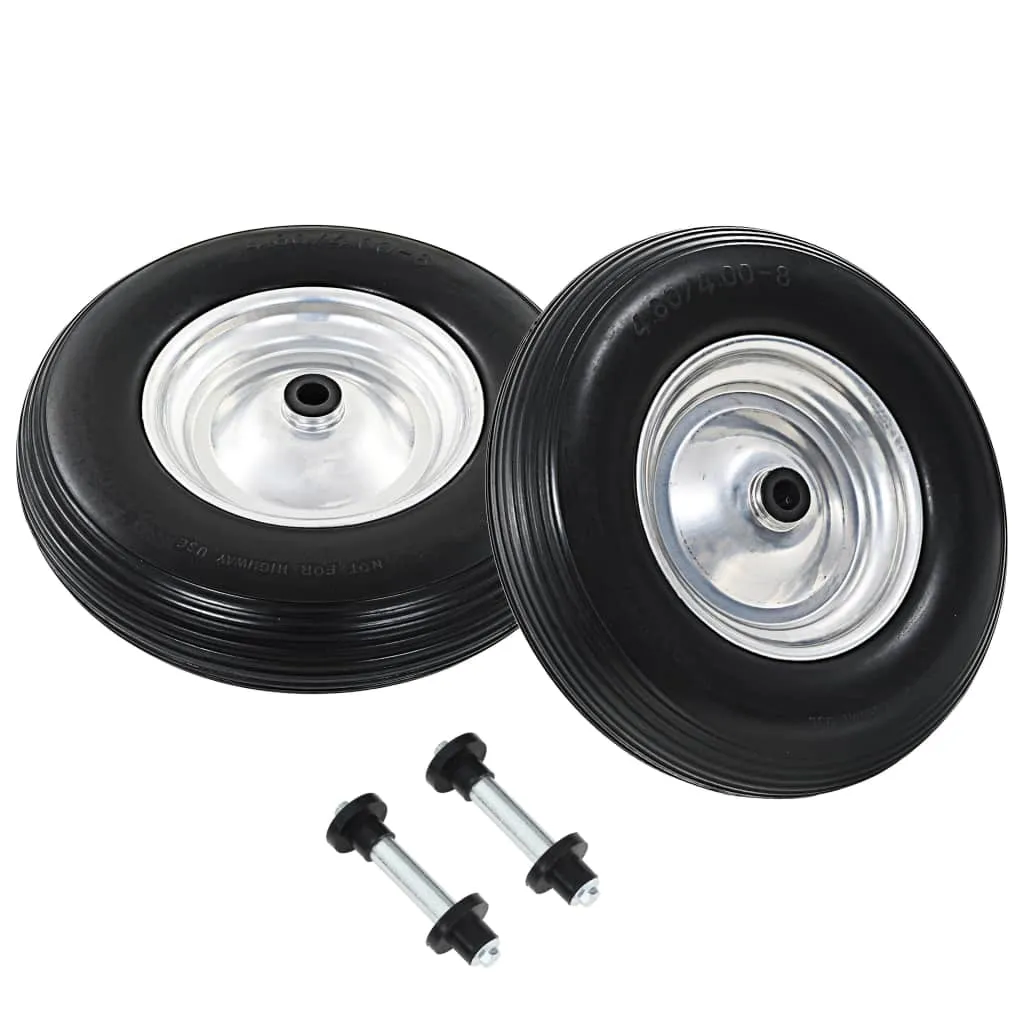 Roues de jardinage increvables 4.00-8 avec axes pour brouette - 2 unités