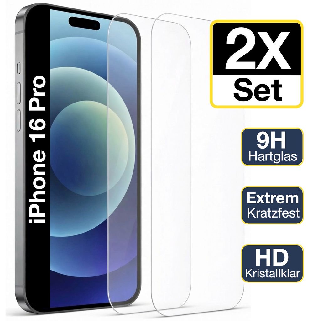 2x iPhone 16 Pro Panzerglas Panzerfolie Displayschutz Produktbild 