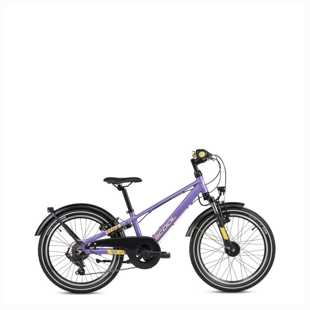 20 Zoll Kinderfahrrad, 7-Gang, Jungenfahrrad, S’COOL troX pro, ab 6–10 Jahre, 115–135 cm, Lila/Gelb