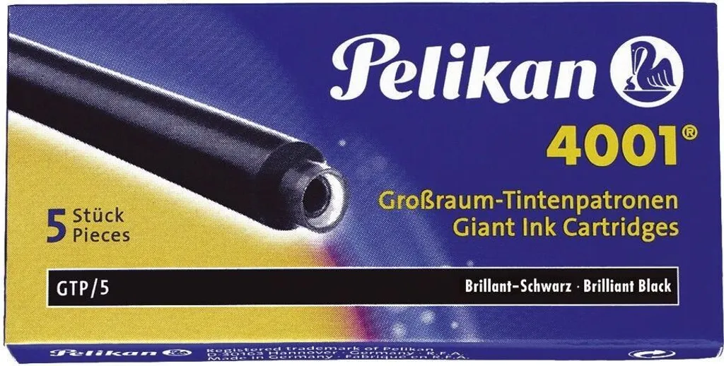 Cartucce Pelikan 4001 GTP/5 Blu-Nero 310607 - Ricambio Gigante 5 pz