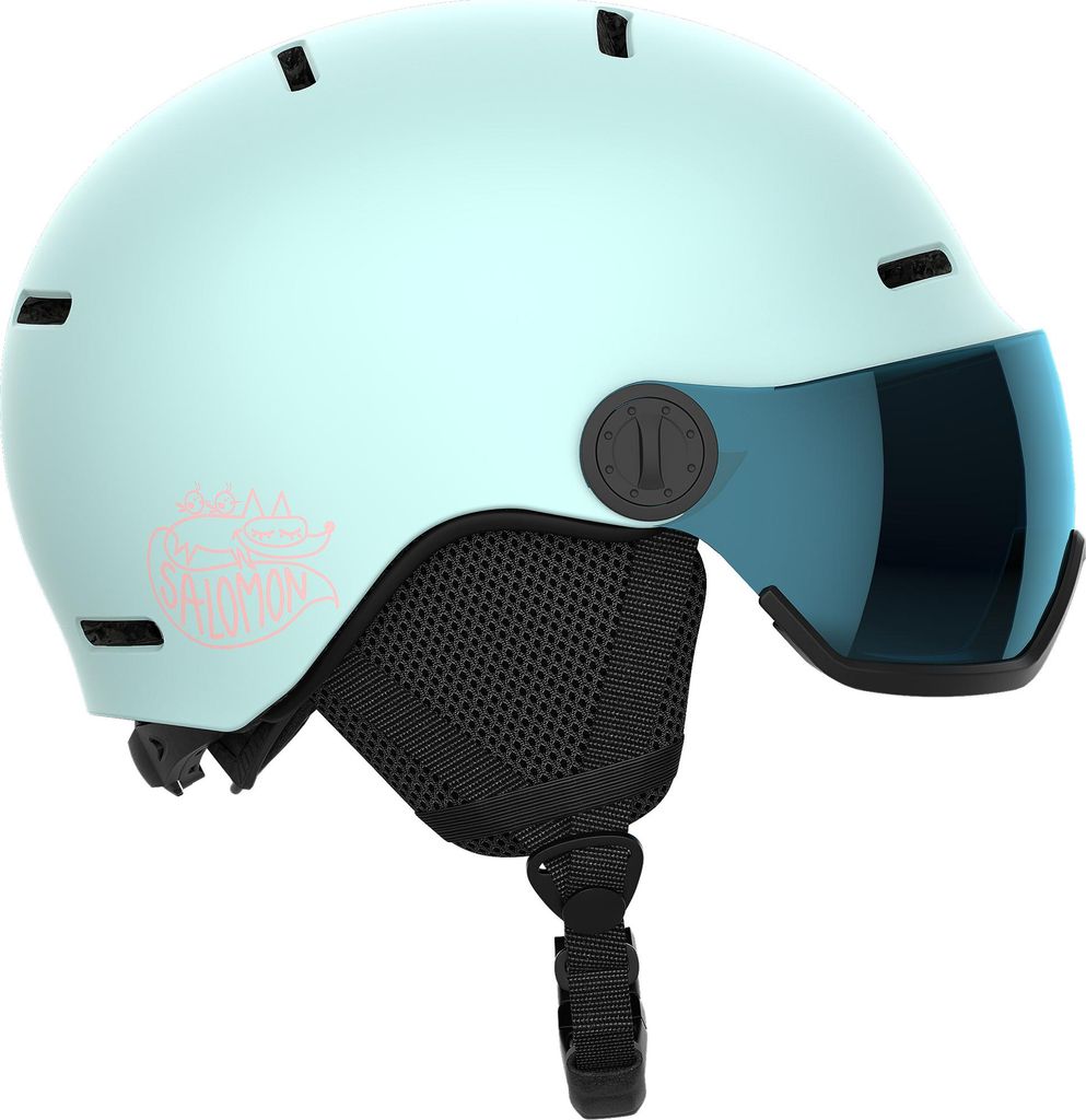 SALOMON Orka Visor Kinder Skihelm mit integriertem Visier blau 53-56 cm