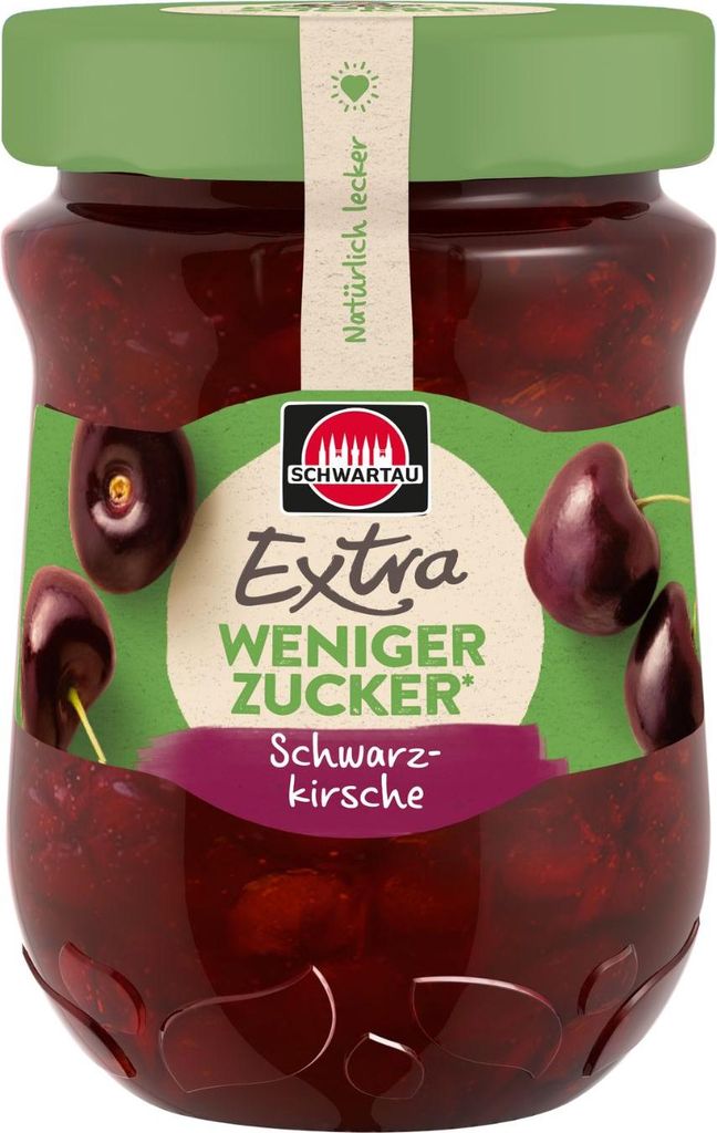 Schwartau Extra Weniger Zucker Schwarzkirsche, 300g Produktbild 