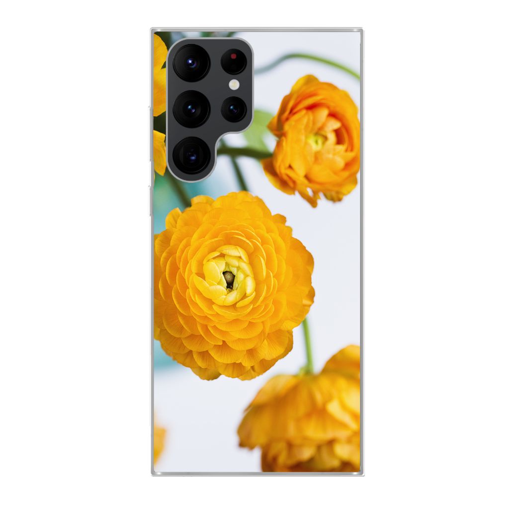 MuchoWow Handyhülle Schutzhülle Hülle für Samsung Galaxy S22 Ultra Blumen - Draußen - Orange Silikon Softcase Handy Hülle - Abbildung