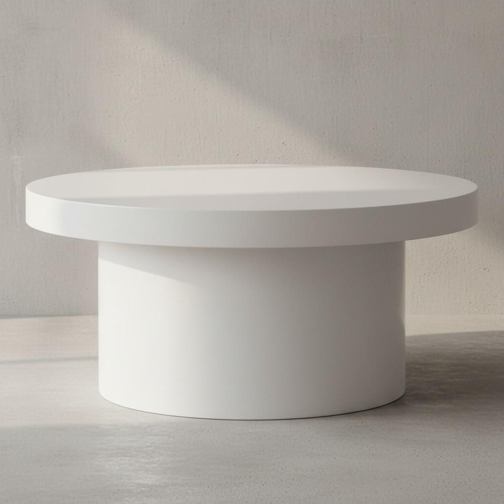 Couchtisch 60x60x30 cm Weiß Sofatisch in Hochglanz Modern, Design Wohnzimmertisch Rund, Loungetisch in Pilz-Form, Kaffeetisch Beistelltisch Klein