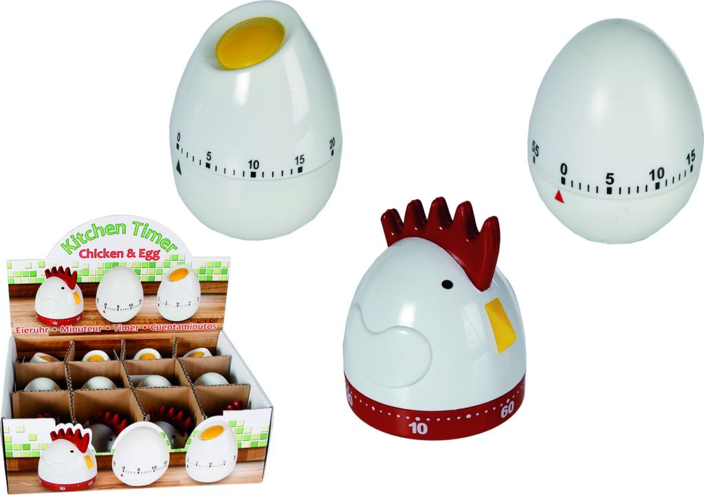OOTB Sveglia a forma di uovo e gallina di circa 8 x 7 cm Immagine del prodotto 