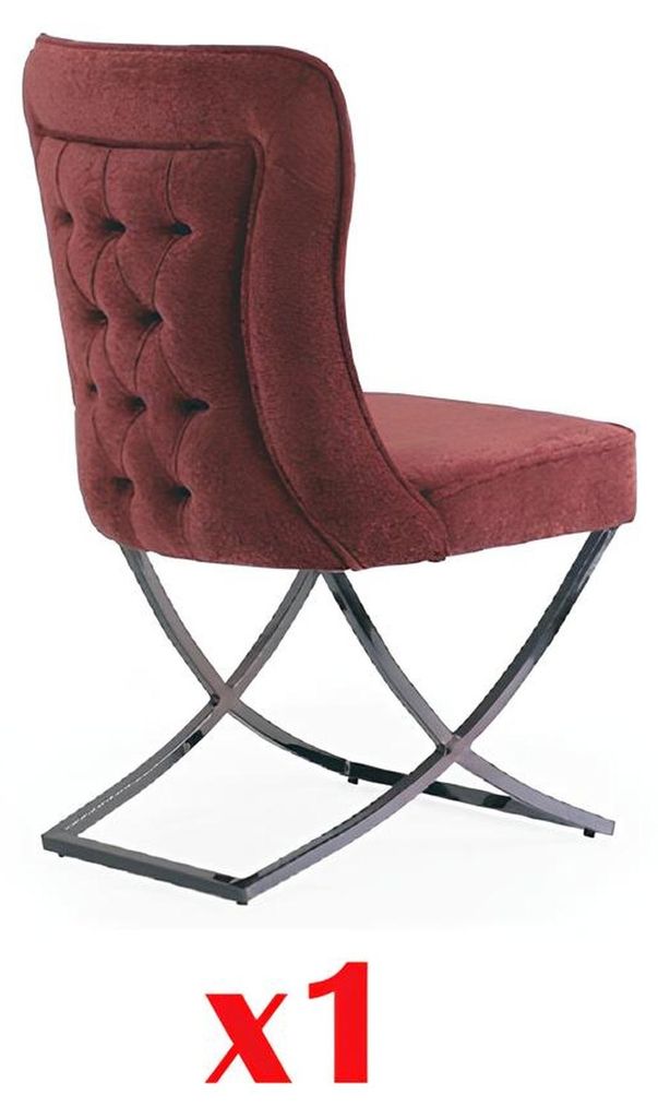 Esszimmer Stühle Edelstahl Luxus Sessel Stuhl Rot Stühle Wohnzimmer Möbel neu
