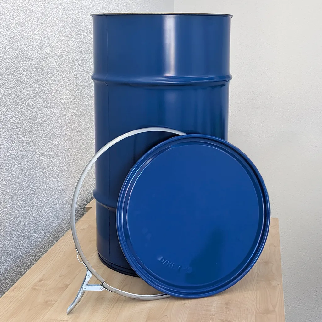 Fût métallique 120L en tôle d'acier avec couvercle de fermeture - 2