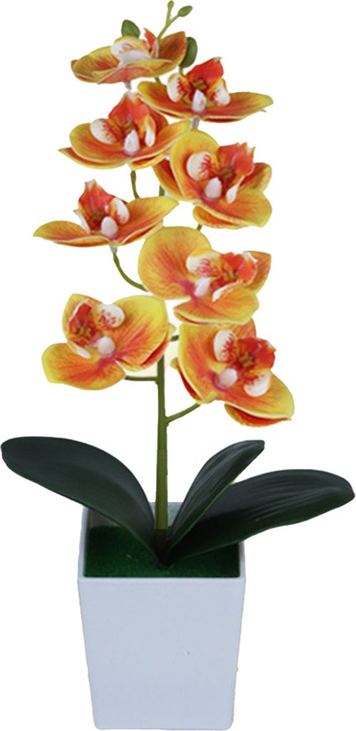 Künstliche Blume Multi-Gebrauch hellfarbene PVC Dekorative Anwendung Schmetterlingsorchidee für Hochzeit-Mandarine