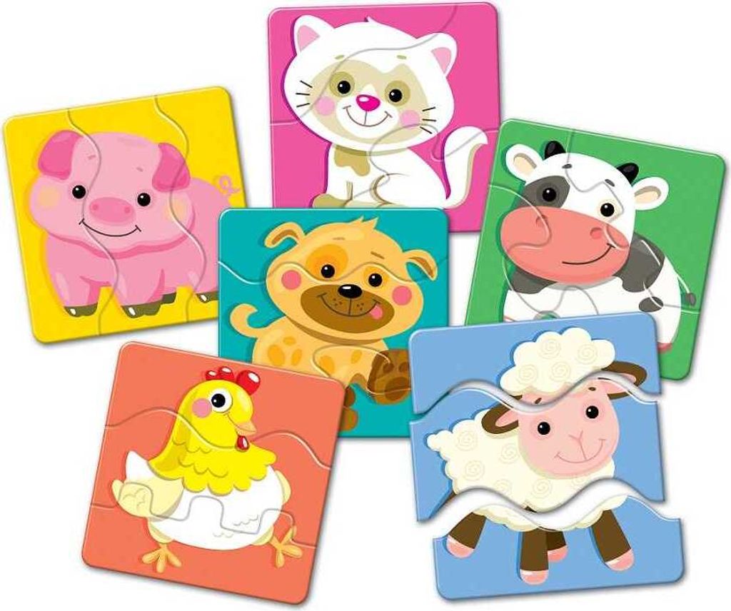 Montessori Triple Puzzle - Haustiere 6 Bilder, 18 Stk Jungen, Mädchen
