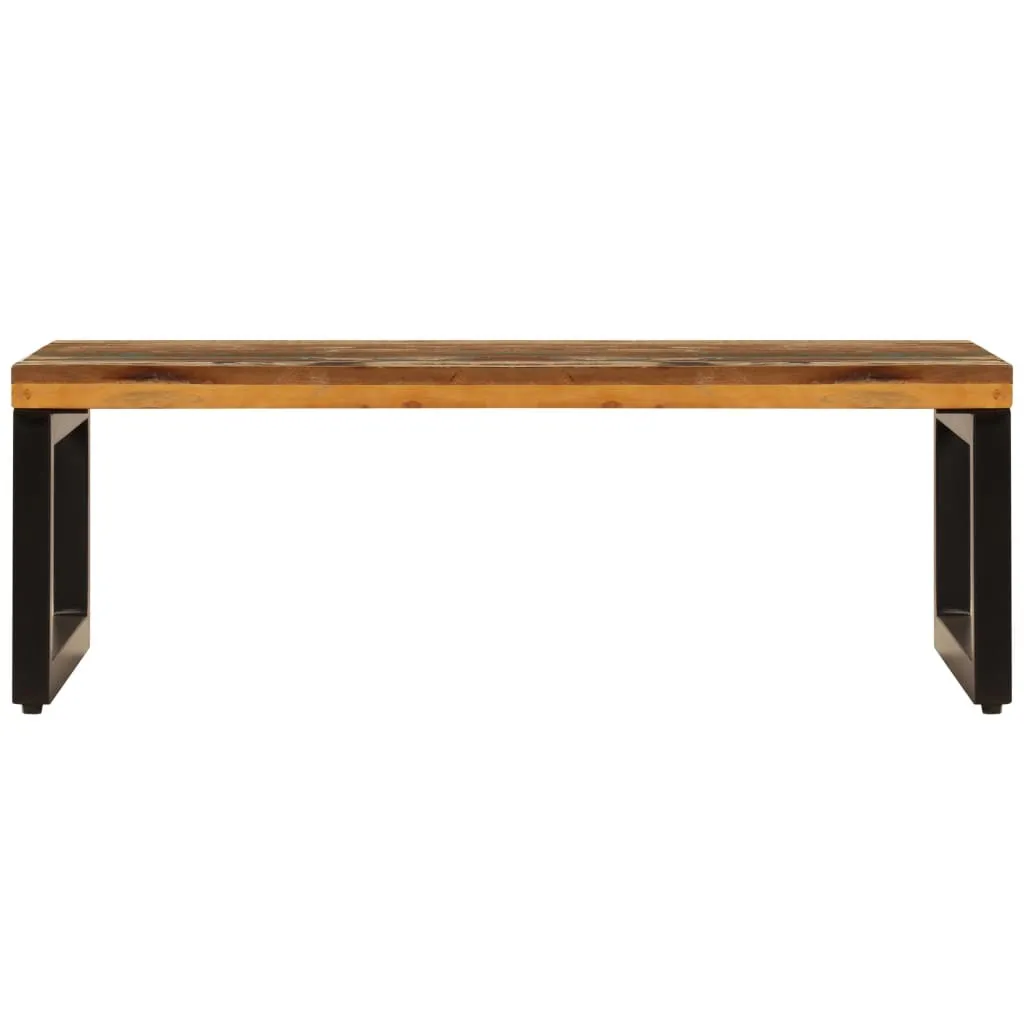 Tavolino 100x50x35 cm in legno di recupero e acciaio - 2