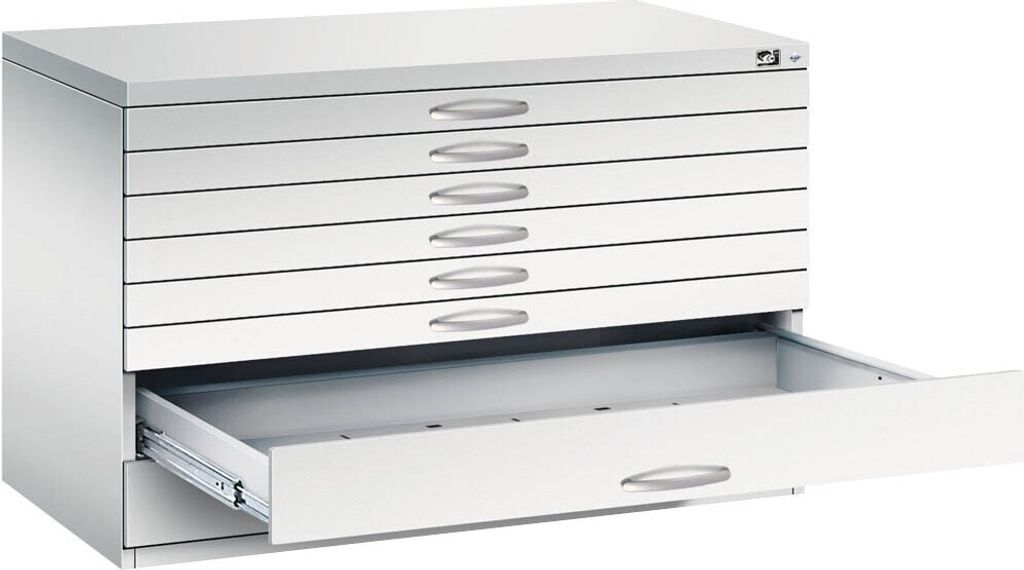 CP 7100 Planschrank lichtgrau 8 Schubladen 110,0 x 76,5 x 76,0 cm