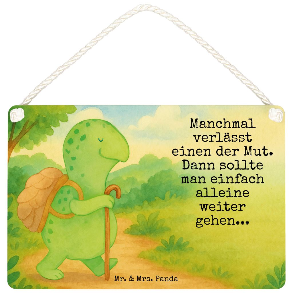 Mr. & Mrs. Panda holzbild Schildkröte Wanderer Design DIN A5 - Weiß - Geschenk, kleine aufmerksamkeit, wandtafel, Motivationssprüche, Schildkrö...
