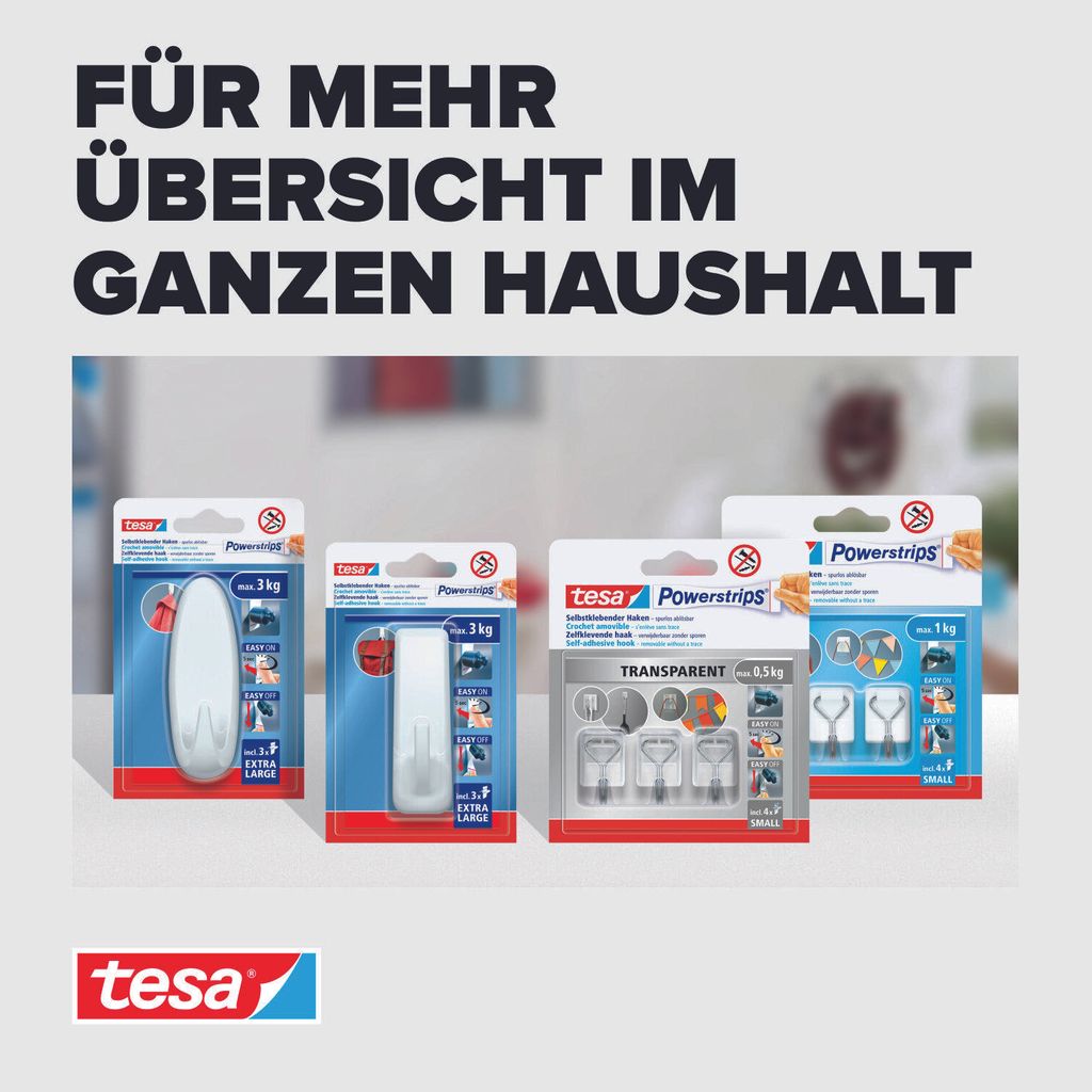 TESA Powerstrips Haken S 3er Pack transparent – 6er