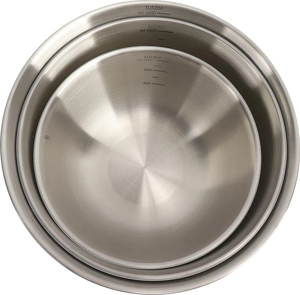 Set de Saladiers en Inox Blanc Crème pour Préparation et Pâtisserie Maison
