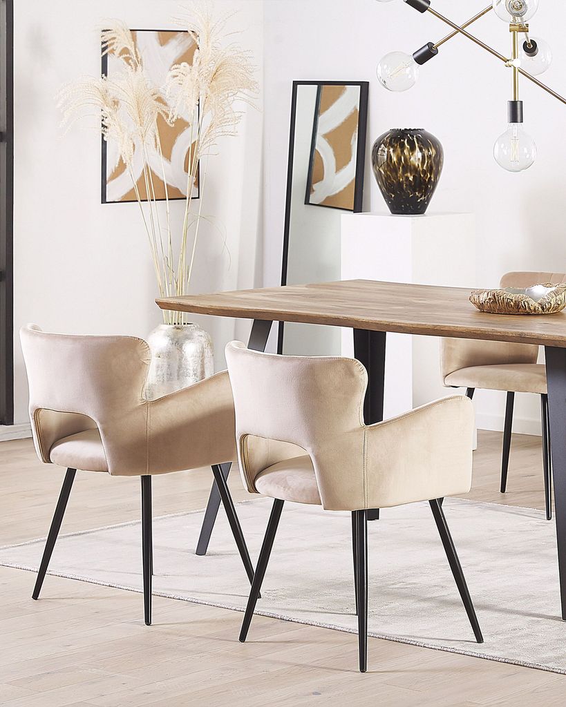BELIANI Esszimmerstuhl Taupe Polsterbezug mit Armlehnen 4 Produktbild 10