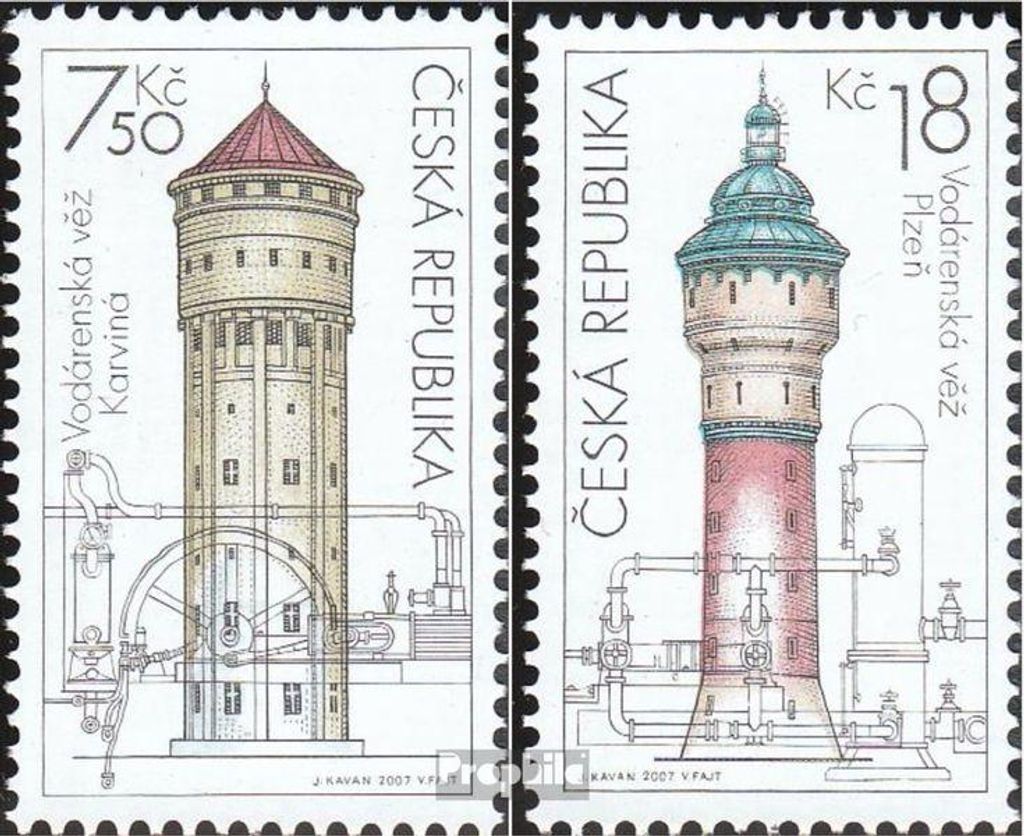 Briefmarken Tschechien 2007 Mi 530-531 (kompl.Ausg.) gestempelt Wassertürme