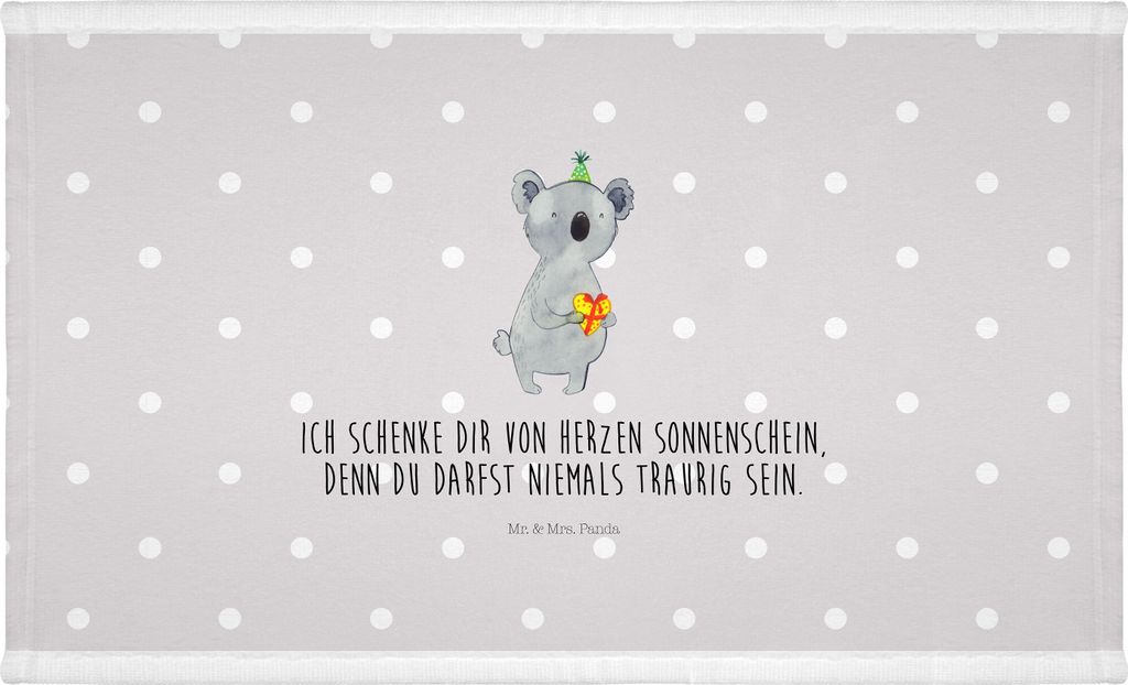 Mr. & Mrs. Panda Handtuch Koala Geschenk - Grau Pastell - kleines, Baumwollhandtuch, Party, Flauschtuch, 50x100, Geburtstag, gesichtstuch
