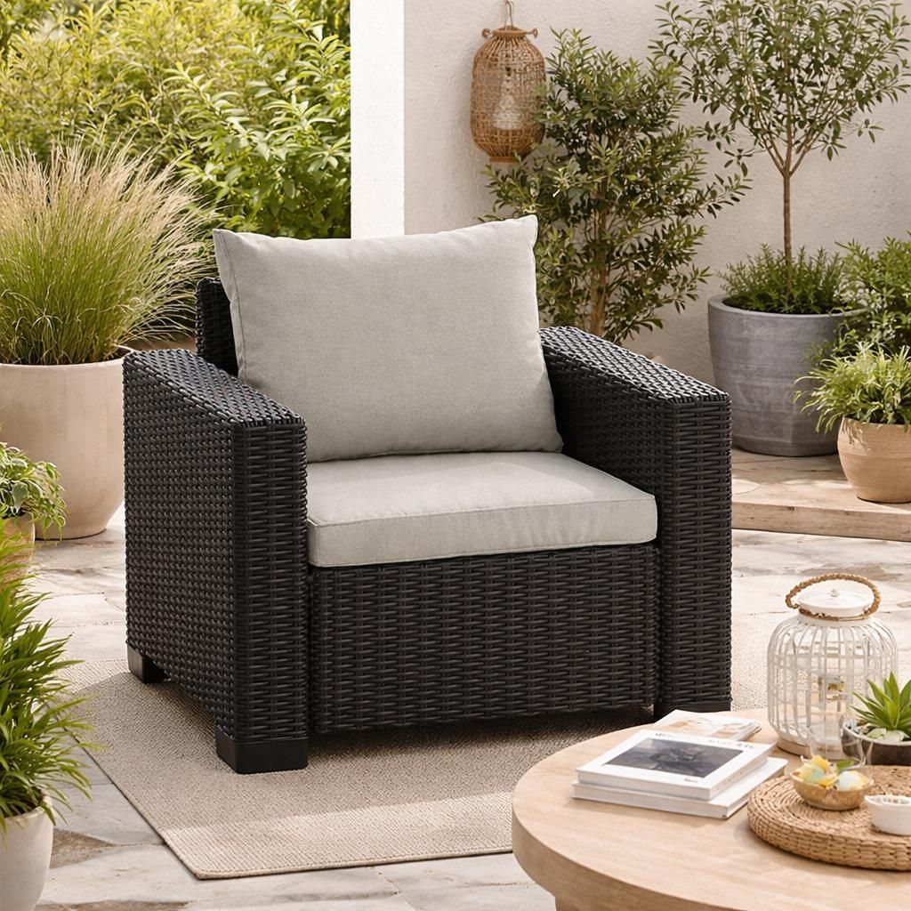 Allibert California Sessel – Anthrazit mit Kissen | Produktbild 