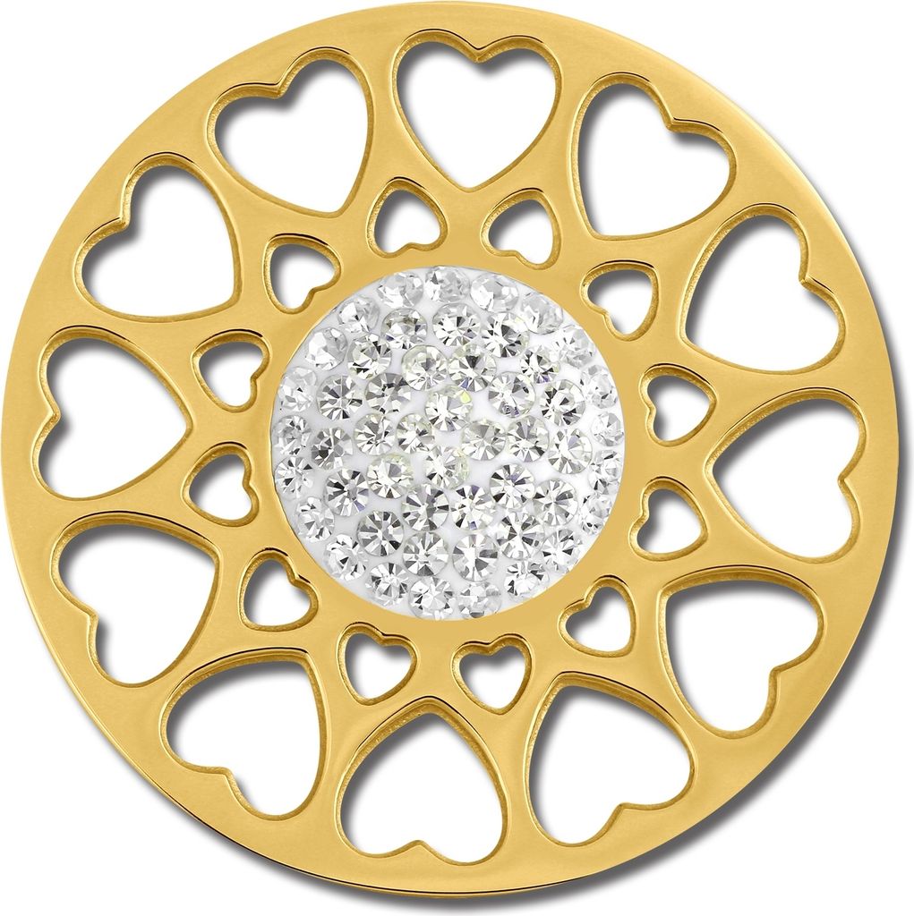 Amello Coins gold 30 mm Zirkonia Edelstahl vergoldet Produktbild 
