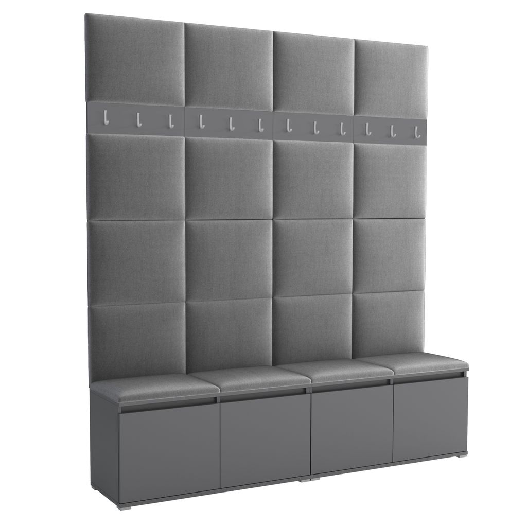 Garderobe LUTON 2 ANTHRACITE 33 – Farbe Anthrazit, moderner Schrank 40x200x213 cm, funktionale Lösung für den Flur, Garderobeschrank, Flurmöbel