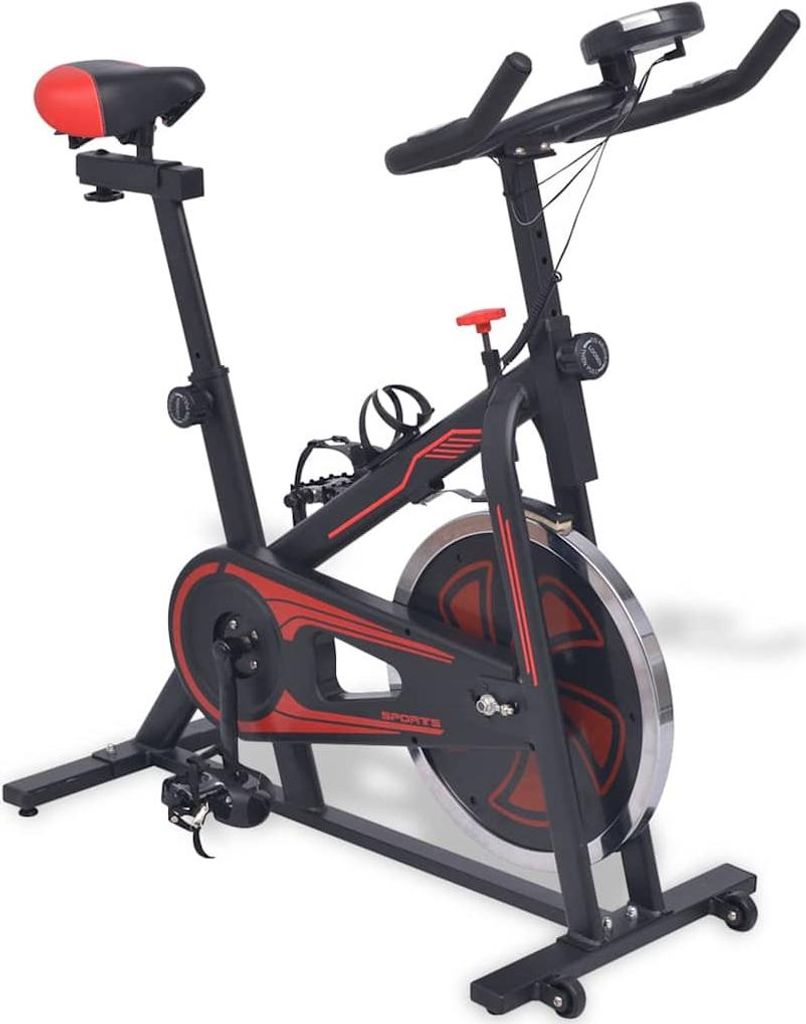 vidaXL Heimtrainer mit Pulsmesser Schwarz und Rot