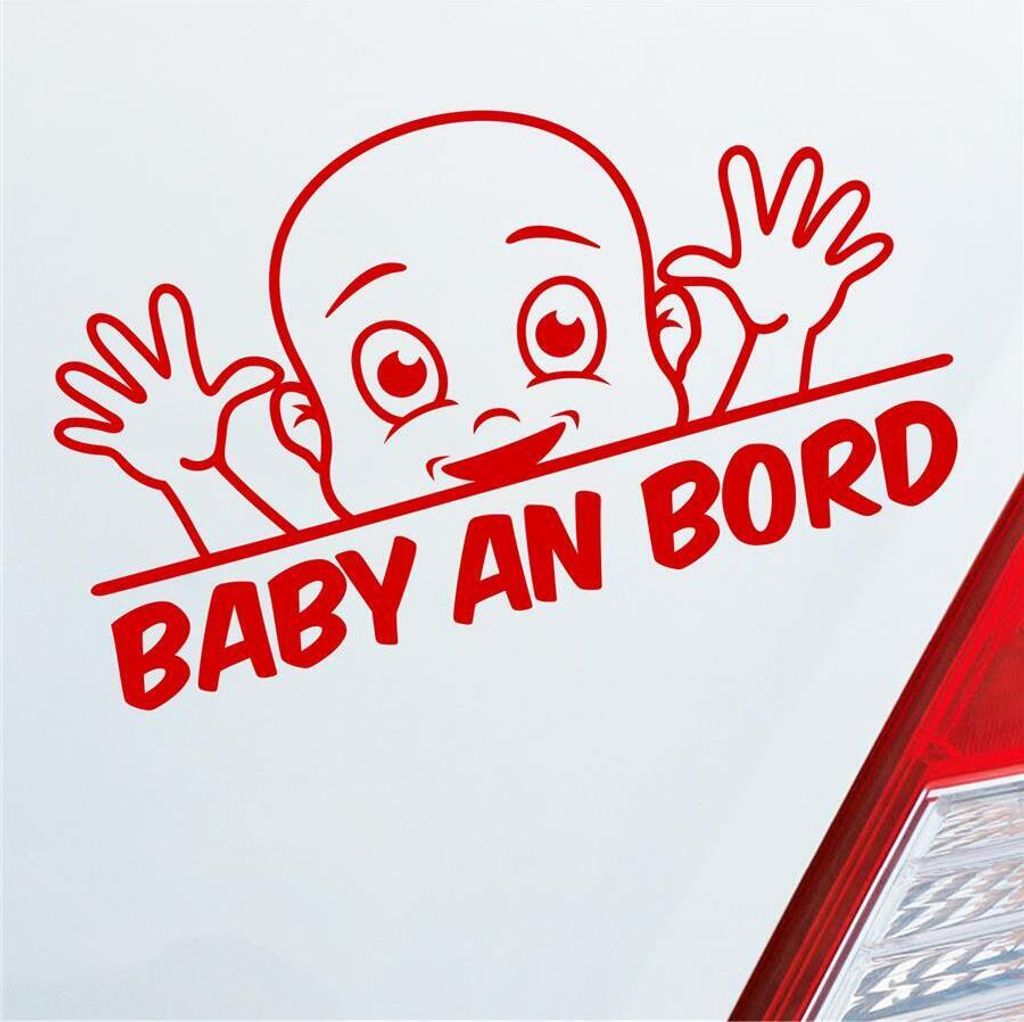 Auto Aufkleber Baby an Bord on Tour Lustig 22x12 cm Rot Sticker Heckscheibenaufkleber