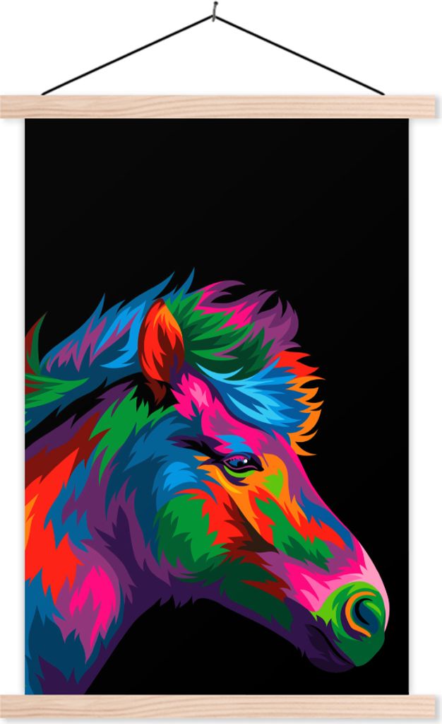 MuchoWow Textilposter Pferd - Orange - Rot - Mädchen - Kinder - Mädchen 40x60 cm mit holzfarbenen Rahmen - Poster