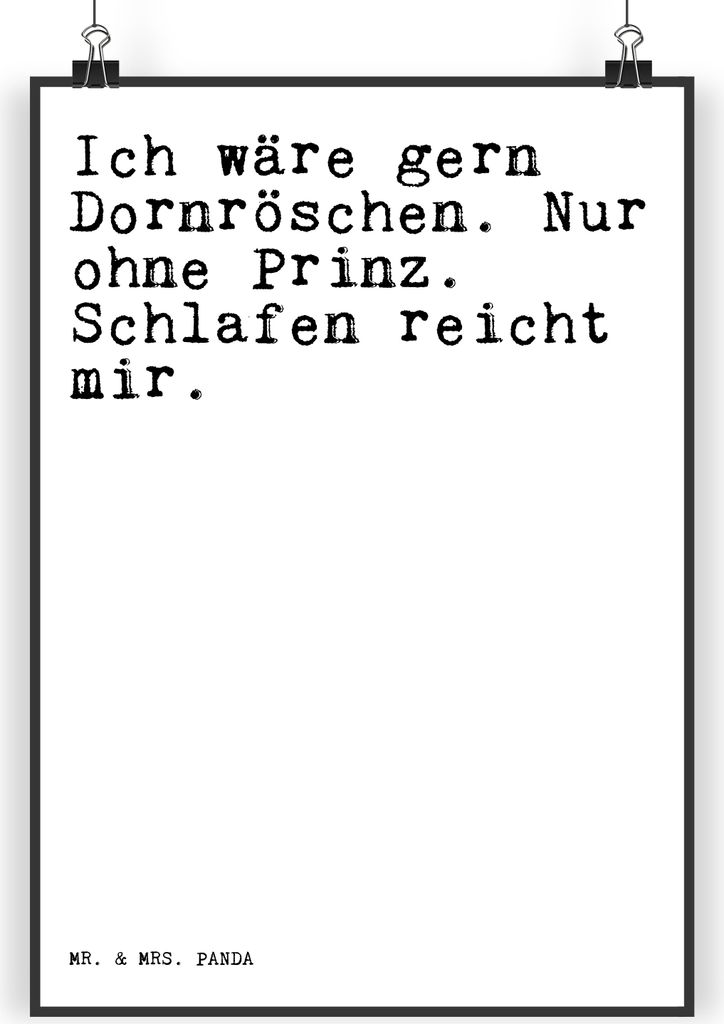 Mr. & Mrs. Panda Bild Ich wäre gern Dornröschen.... DIN A3 Produktbild 