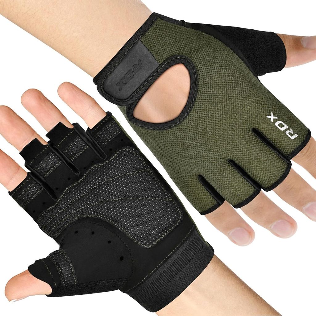 RDX Gewichtheberhandschuhe, atmungsaktiv, mit Belüftung, Halbfinger-Training im Fitnessstudio, rutschfester, gepolsterter Griff, Fitnesstraining f...