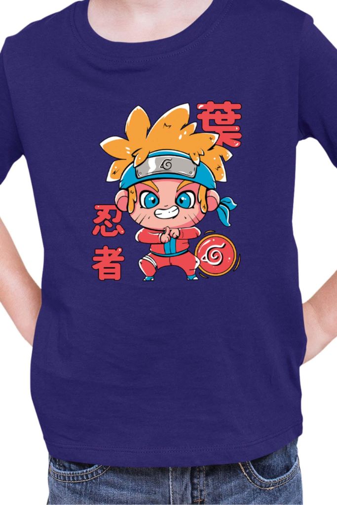 Kinder T-Shirt Japan Manga Anime Comics Animation Naruto Cute Drawning, 7-8 Jahr - 128 / Dunkelblau