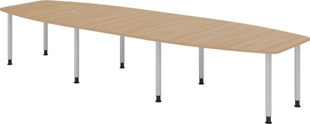 bümö Konferenztisch groß KT40 - Nachbildung: Eiche, tischfuss: Füße in Silber