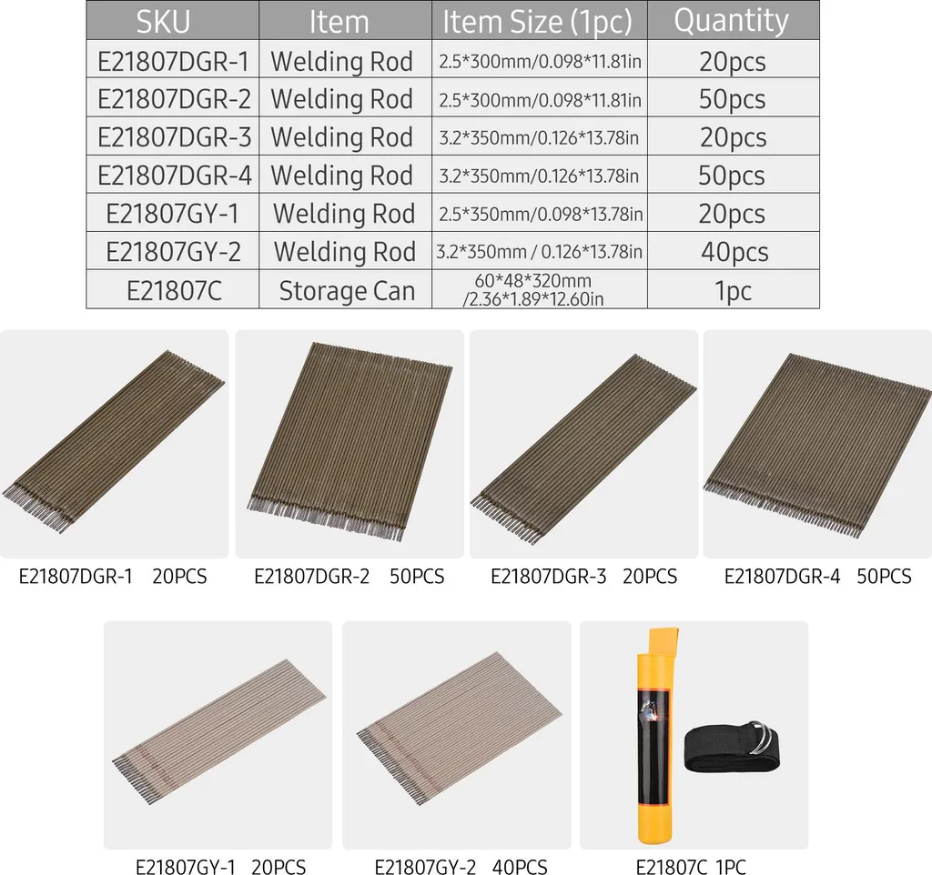 60 Électrodes de Soudage en Acier Carbone 2,5x300mm avec Boîte de Stockage
