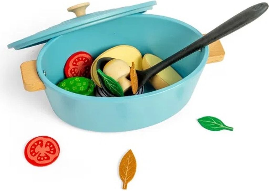 Bigjigs Eintopf-Spielset aus Holz, 17-teilig. Produktbild 