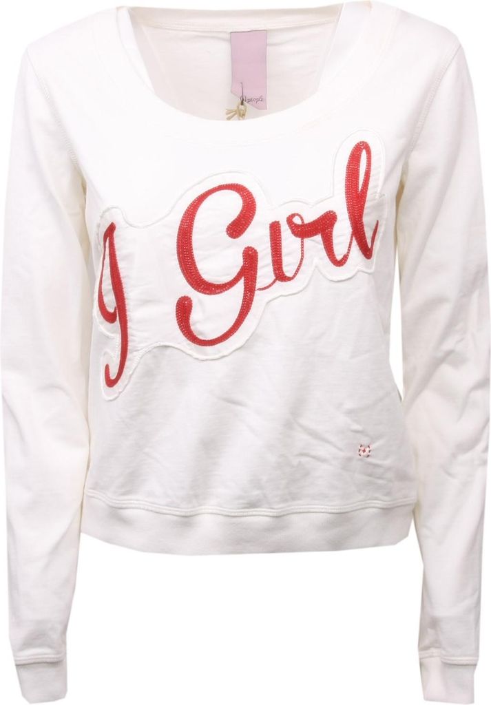 C0418 felpa donna PEOPLE panna Sweatshirt Frau